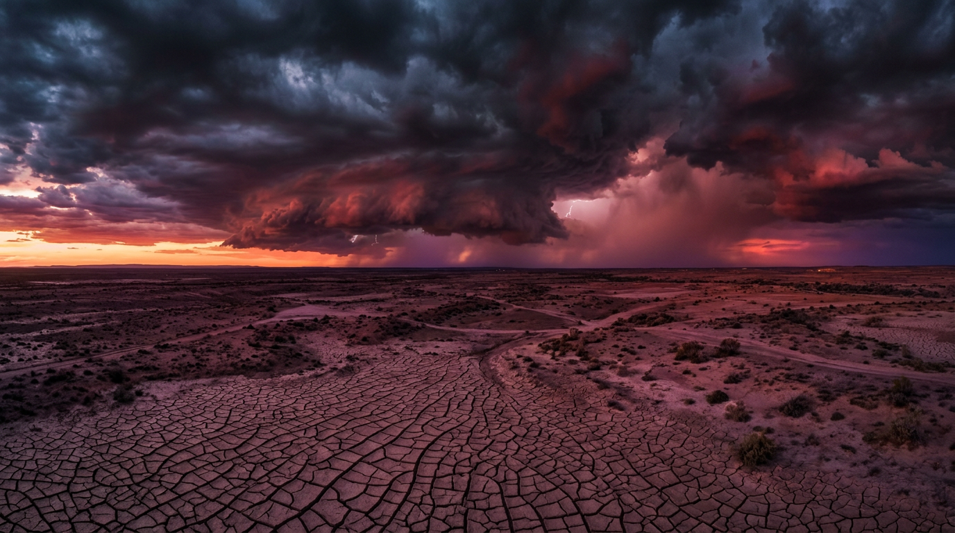 Cracked earth in a drought-affected region